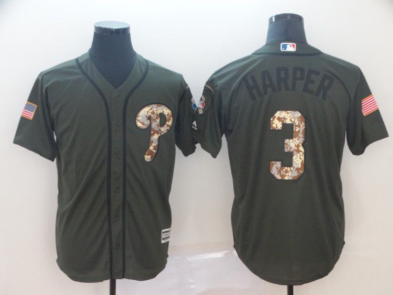 Men Philadelphia Phillies #3 Harper Green Game MLB Jerseys